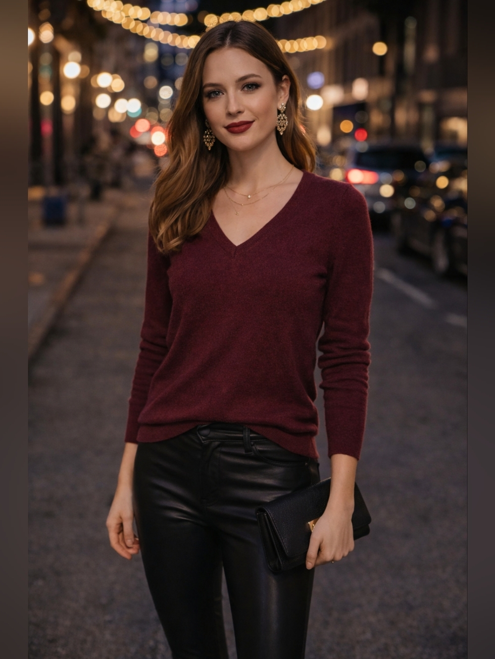 Charter Club Luxury 100% Cashmere V-Neck Sweater Burgundy Wine Size Medium